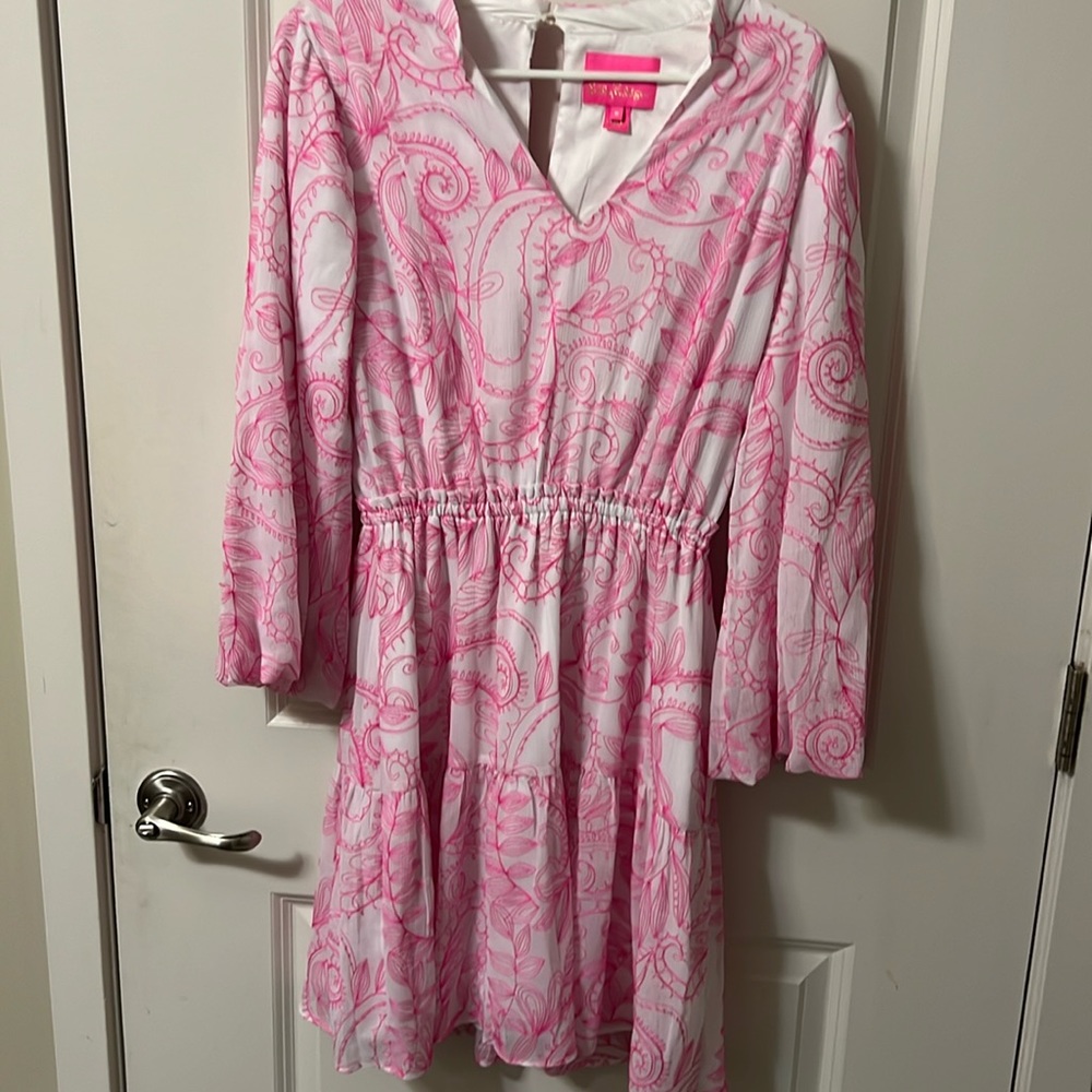 Lilly Pulitzer Pink and White Embroidered Dress